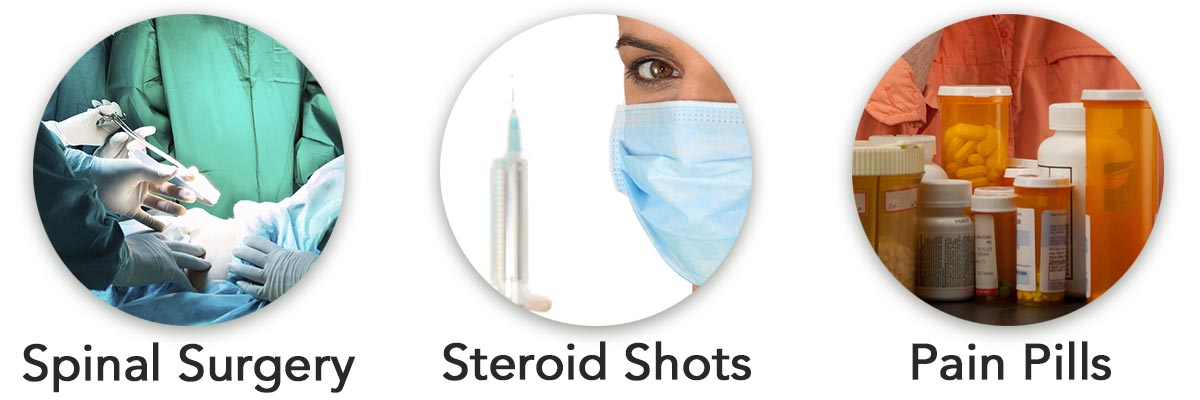 Surgery, Injections, Med`s for back pain relief